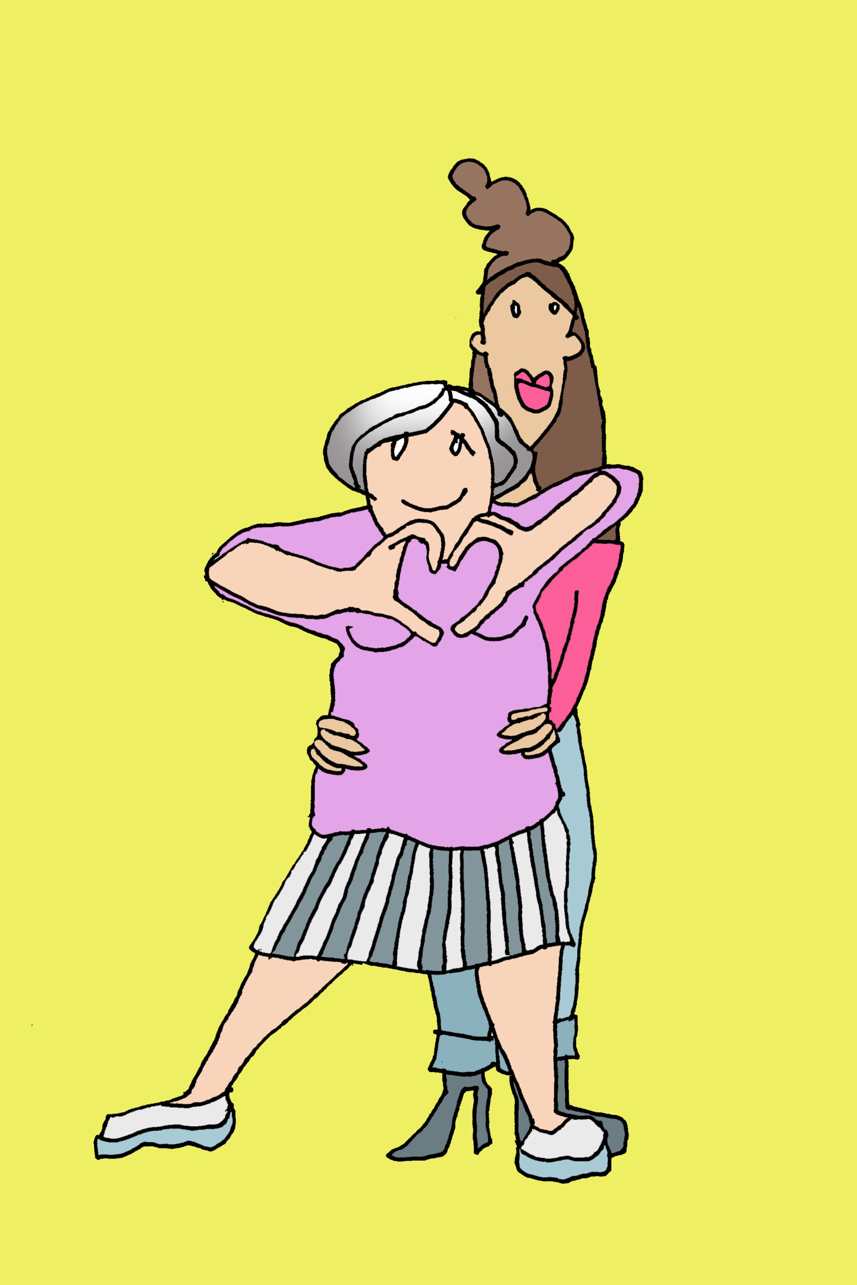 Illustration zweier sich umarmenden Frauen
